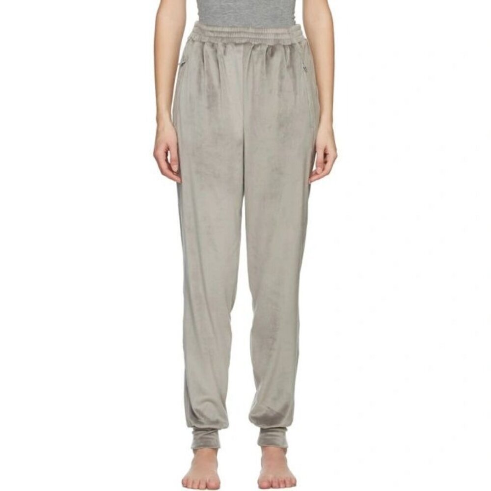 Skims Velour Jogger Pants Womens Large Gray Stretch Cozy Minimalist Lounge
